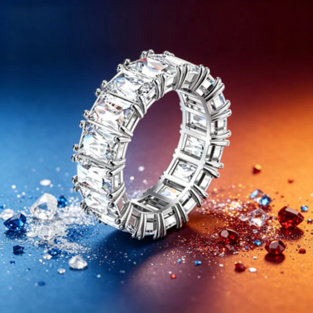 Rectangular cutting full diamond arrangement eternal wedding ring
Rectangular cutting full diamond arrangement eternal wedding ring