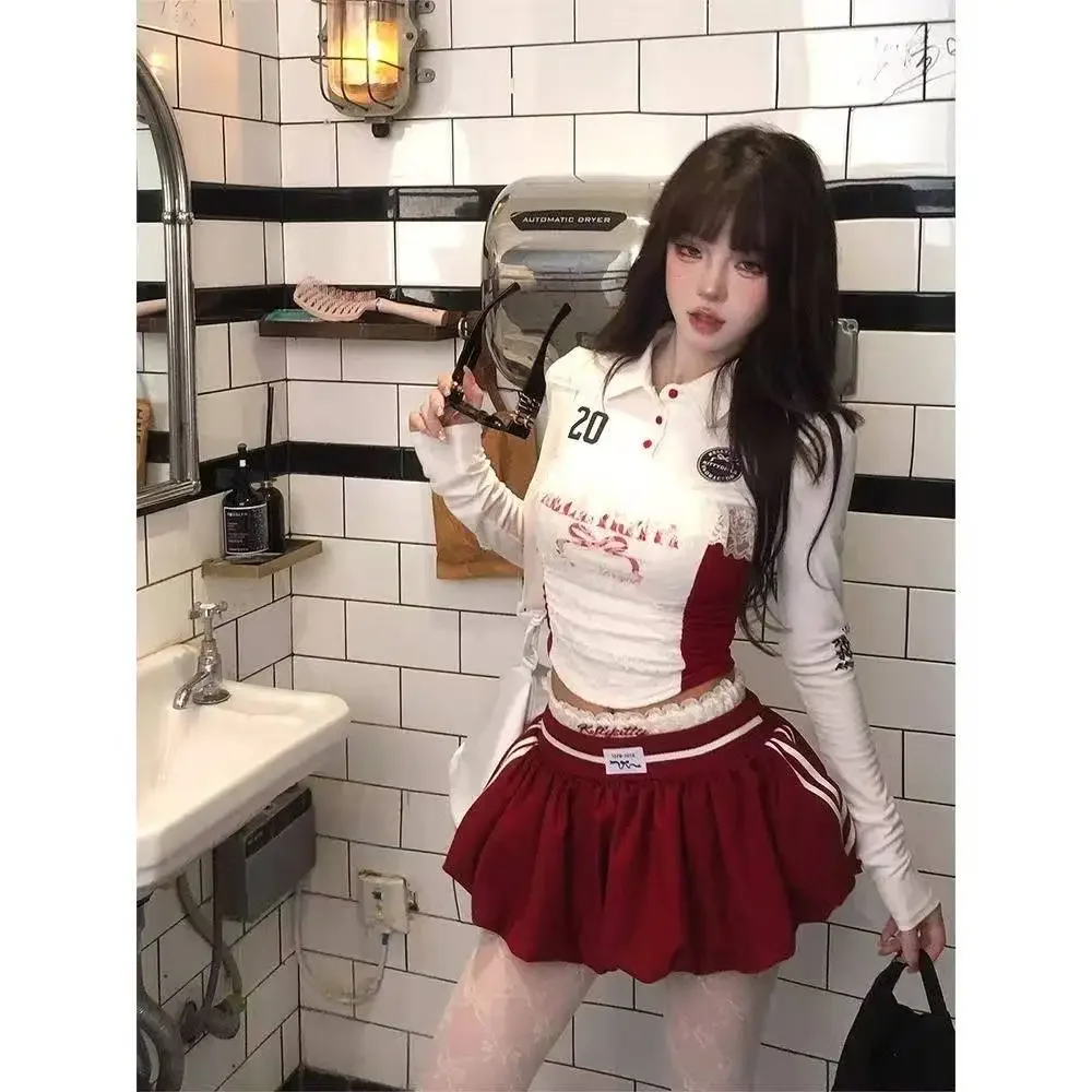 Girls Plaid Bra + White Print Long Sleeve Tops + Red Y2k Mini Skirt Korean Style Woman 90s Aesthetic Fashion 3 Piece Set Spicy
Girls Plaid Bra + White Print Long Sleeve Tops + Red Y2k Mini Skirt Korean Style Woman 90s Aesthetic Fashion 3 Piece Set Spicy