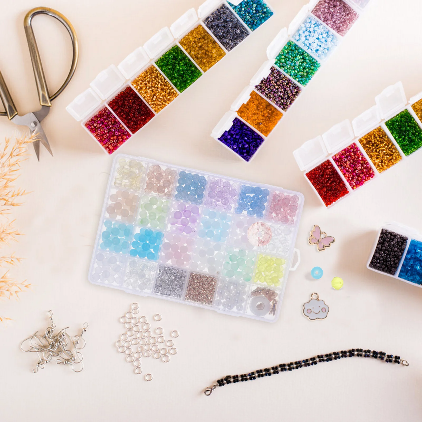 670Pcs DIY Glass Beads for Jewelry Making Crafts Spacer Beads Necklace Bracelet Making Smooth Surface DIY Crafts Accessories
670Pcs DIY Glass Beads for Jewelry Making Crafts Spacer Beads Necklace Bracelet Making Smooth Surface DIY Crafts Accessories