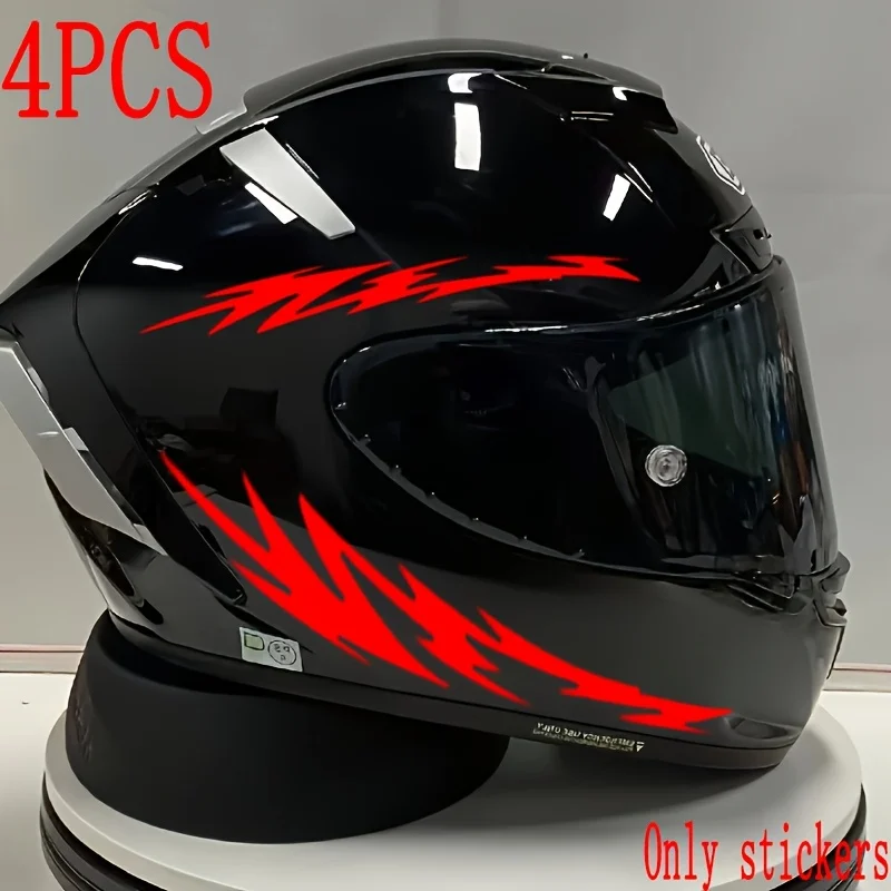 Red Lightning Helmet Sticker Waterproof PVC Decal for Motorcycle Helmet Car Mirror | Durable Racing Style Biker Mod