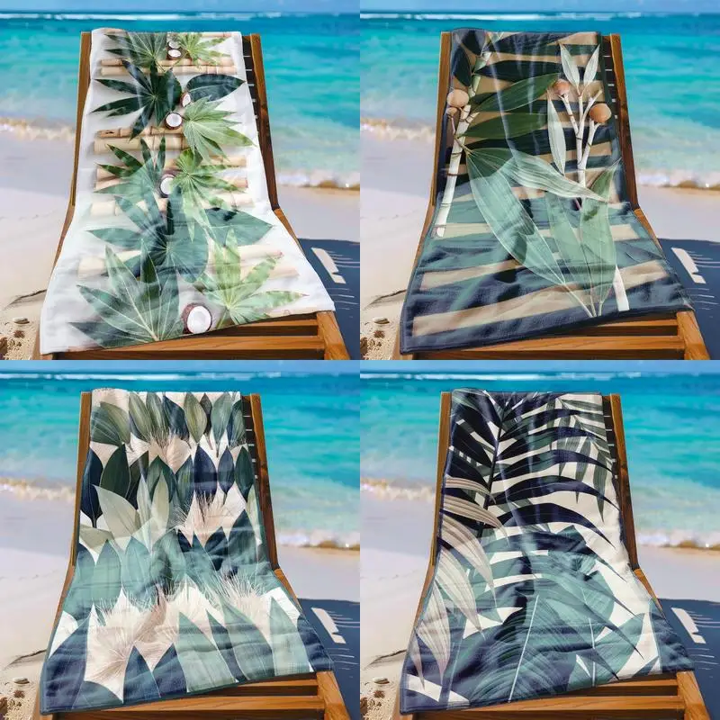 Пляжное полотенце с узором в виде тропических листьев, защищающее от солнца и ветра, подходит для бассейна, кемпинга, путешествий, как одеяло.
Пляжное полотенце с узором в виде тропических листьев, защищающее от солнца и ветра, подходит для бассейна, кемпинга, путешествий, как одеяло.