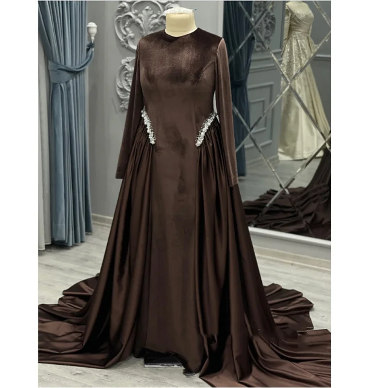 Customized Elegant Prom Dress High Neck فساتين سهرة Full Sleeve Evening Dress With Crystal-Embellished Party Gowns
Customized Elegant Prom Dress High Neck فساتين سهرة Full Sleeve Evening Dress With Crystal-Embellished Party Gowns