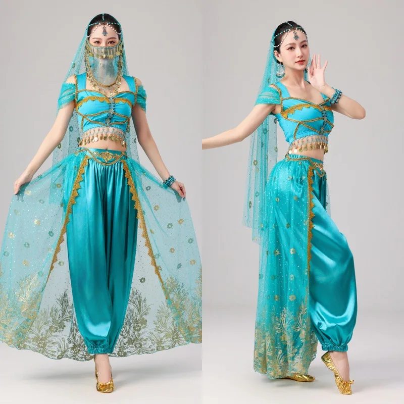 Halloween Dance Costume Arabian Jasmine Princess Green Belly Dance Exotic Performance Clothes Women's Ethnic Stage Outfits
Halloween Dance Costume Arabian Jasmine Princess Green Belly Dance Exotic Performance Clothes Women's Ethnic Stage Outfits