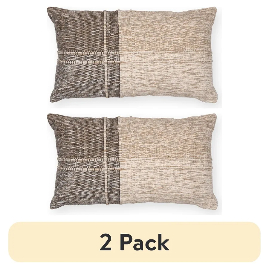 2 pack Patchwork Decorative Throw Pillow, 14"x24" Lumbar, Neutral Colors
2 pack Patchwork Decorative Throw Pillow, 14"x24" Lumbar, Neutral Colors