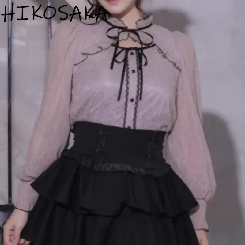 Bow Lace Up Hollow Out Ruffles Stand Collar Blouse Japan Style Sweet Chic Puff Sleeve Shirts Spring Summer 2025 New Blusas
Bow Lace Up Hollow Out Ruffles Stand Collar Blouse Japan Style Sweet Chic Puff Sleeve Shirts Spring Summer 2025 New Blusas