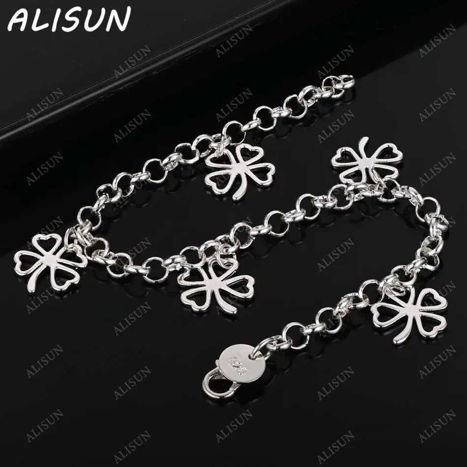 ALISUN 925 Sterling Silver Four Leaf Clover Bracelets For Women Creativity Gifts Street All-match Party And Daily Wear
ALISUN 925 Sterling Silver Four Leaf Clover Bracelets For Women Creativity Gifts Street All-match Party And Daily Wear