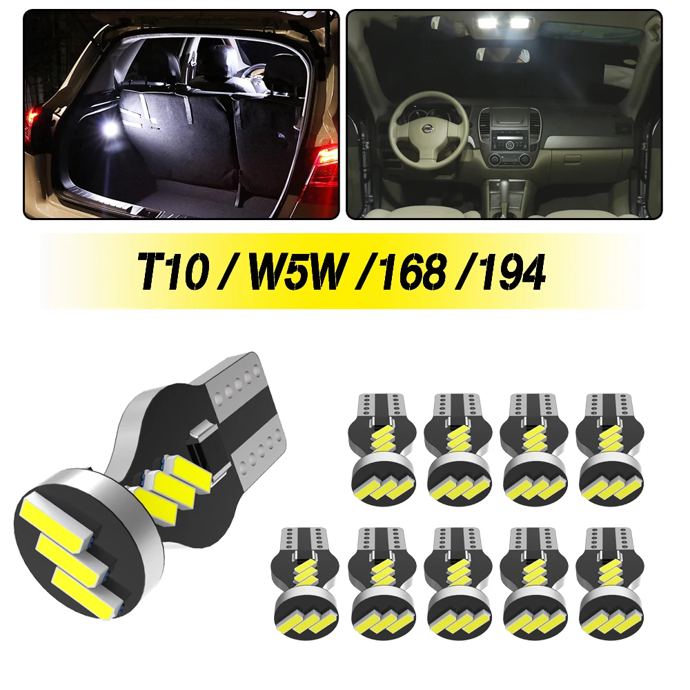 10 светодиодных ламп Canbus w5w T10 9SMD 3014 для автомобильных габаритных огней, внутренних светильников и освещения салона, 12В, белый свет 6000K, яркие.
10 светодиодных ламп Canbus w5w T10 9SMD 3014 для автомобильных габаритных огней, внутренних светильников и освещения салона, 12В, белый свет 6000K, яркие.