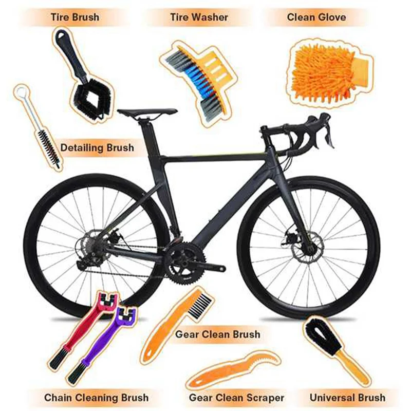 AU-9 Piece Bike Cleaning Tool Set, Bike Chain Cleaning Brush, Gear Brush, Cleaning Tools for All Types Of
AU-9 Piece Bike Cleaning Tool Set, Bike Chain Cleaning Brush, Gear Brush, Cleaning Tools for All Types Of