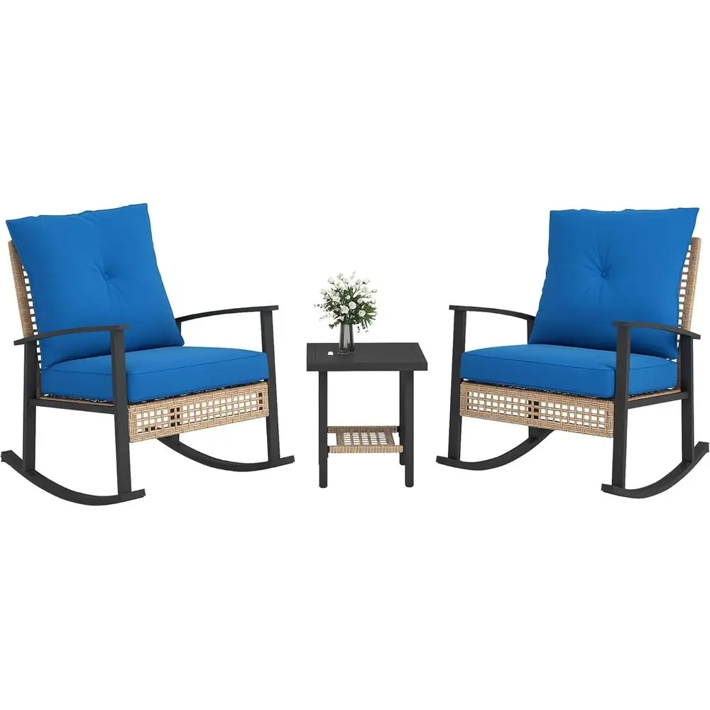 3-Piece Wicker Outdoor Bistro Set with Rattan Furniture, Coffee Table, and Cushioned Chairs for Backyard, Balcony, or Garden in
3-Piece Wicker Outdoor Bistro Set with Rattan Furniture, Coffee Table, and Cushioned Chairs for Backyard, Balcony, or Garden in