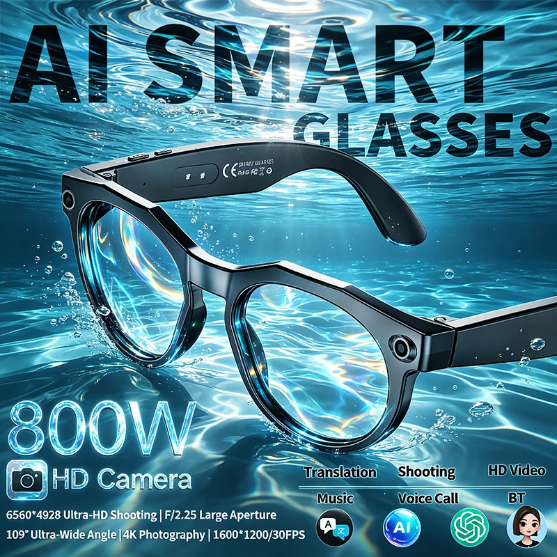 2026 109° Ultra-Wide Angle 4K Photography Smart Glasses AI Translation AI Voice Assistant 8MP Pixel HD BT Call Smart AI Glasses
2026 109° Ultra-Wide Angle 4K Photography Smart Glasses AI Translation AI Voice Assistant 8MP Pixel HD BT Call Smart AI Glasses