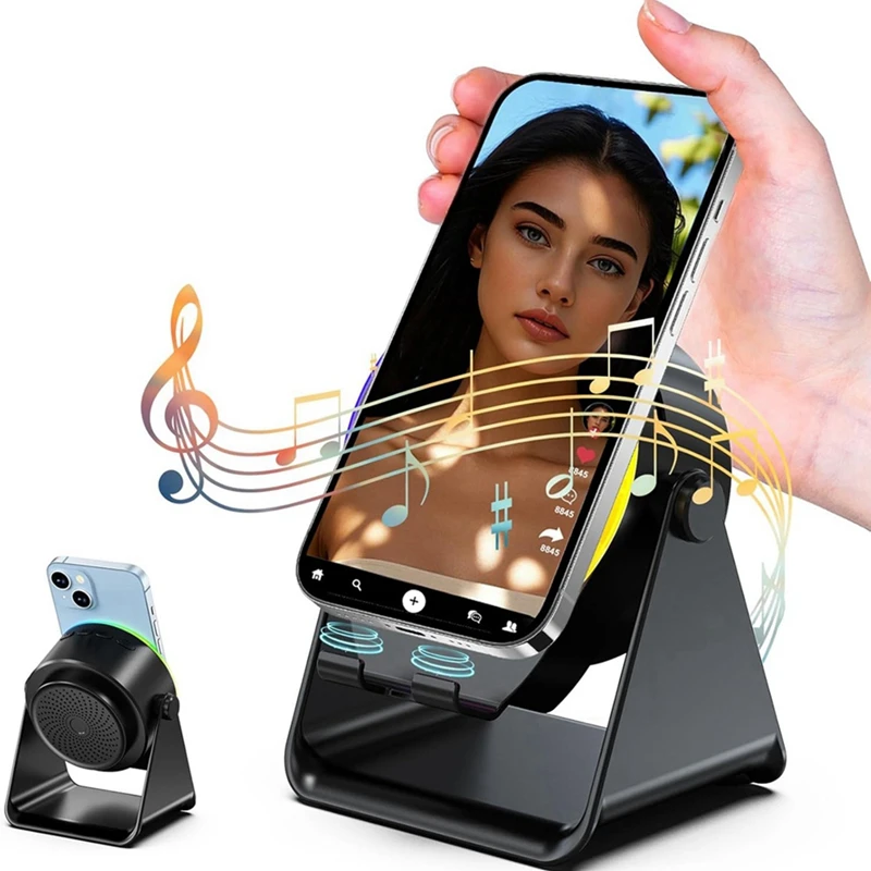 Беспроводная индукционная колонка, подставка для телефона с Bluetooth-динамиком, стереозвук, RGB-подсветка, держатель для смартфона B-A25R
Беспроводная индукционная колонка, подставка для телефона с Bluetooth-динамиком, стереозвук, RGB-подсветка, держатель для смартфона B-A25R
