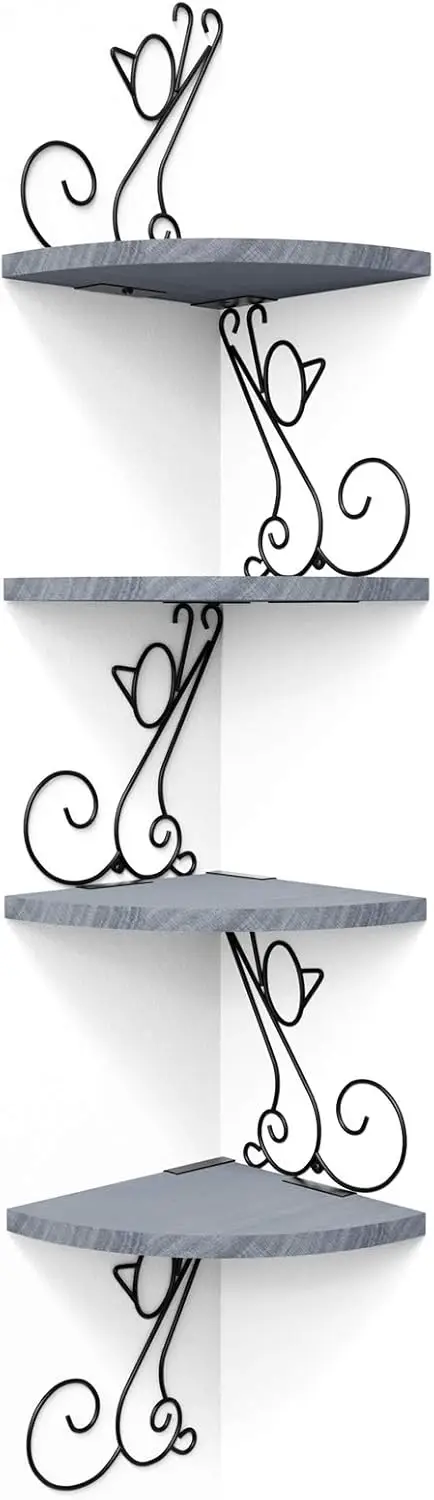 Wall Mount Corner Shelves 4 Tier Floating Corner Storage Wood Shelves Decorative Rustic Radial Shelf in Cat Shape Weath
Wall Mount Corner Shelves 4 Tier Floating Corner Storage Wood Shelves Decorative Rustic Radial Shelf in Cat Shape Weath