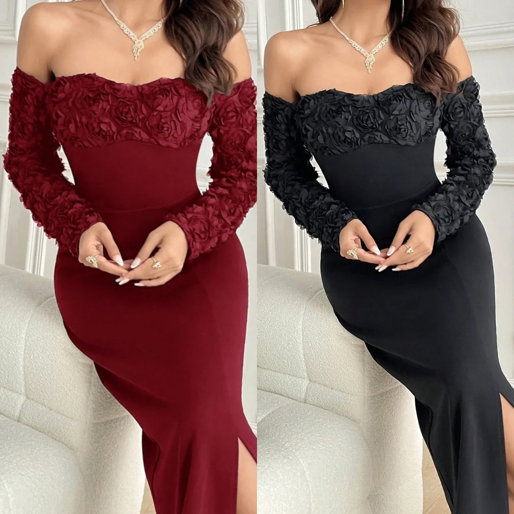 Customized Sexy Fashion Jersey Flower Straight Off-the-shoulder Midi Dresses Bespoke Occasion Dresses High Quality Retro Unisex
Customized Sexy Fashion Jersey Flower Straight Off-the-shoulder Midi Dresses Bespoke Occasion Dresses High Quality Retro Unisex