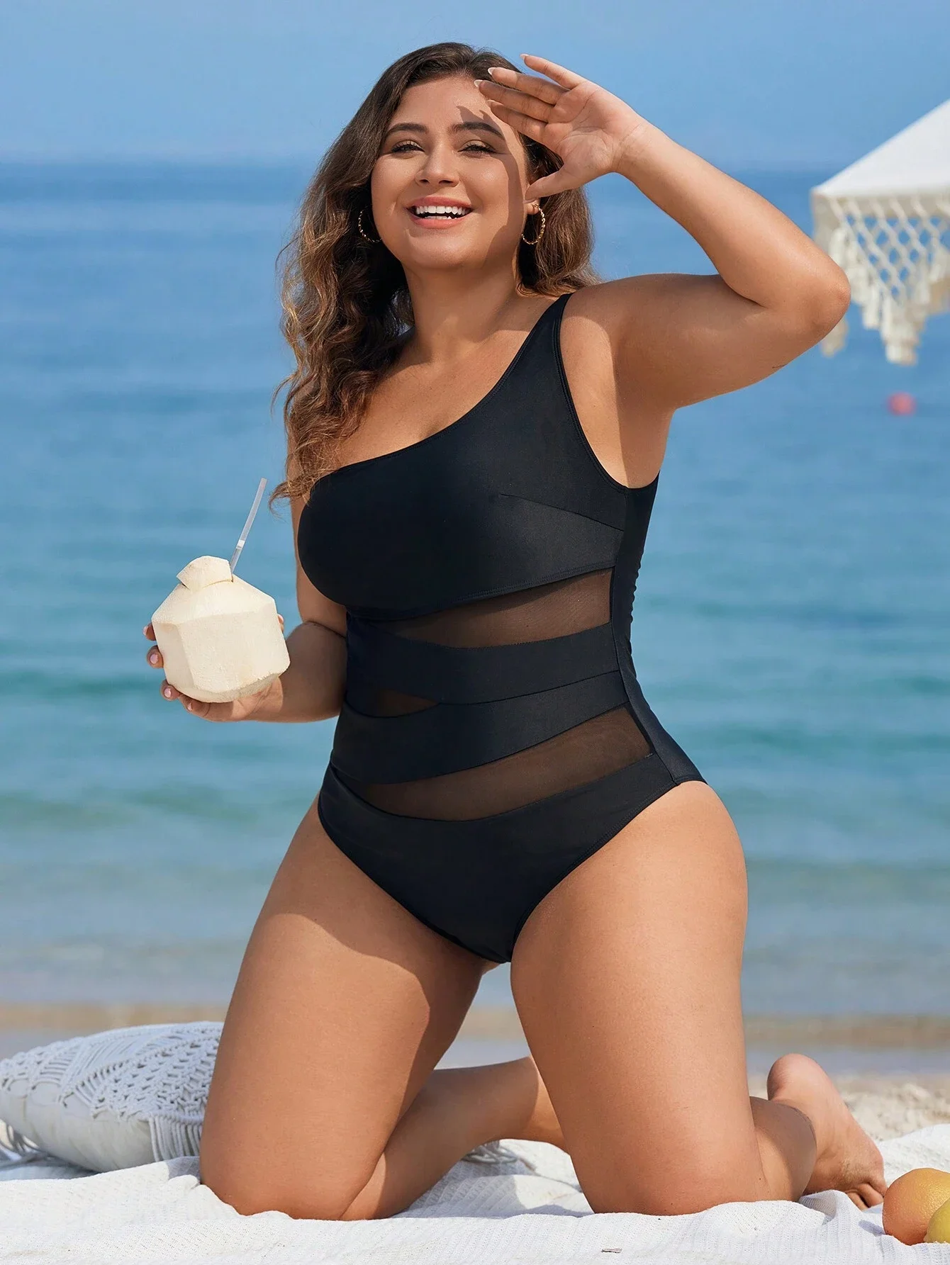 Plus Size Women One Piece Swimsuit Mesh Contrast Solid Black Beach Holiday Swimwear
Plus Size Women One Piece Swimsuit Mesh Contrast Solid Black Beach Holiday Swimwear
