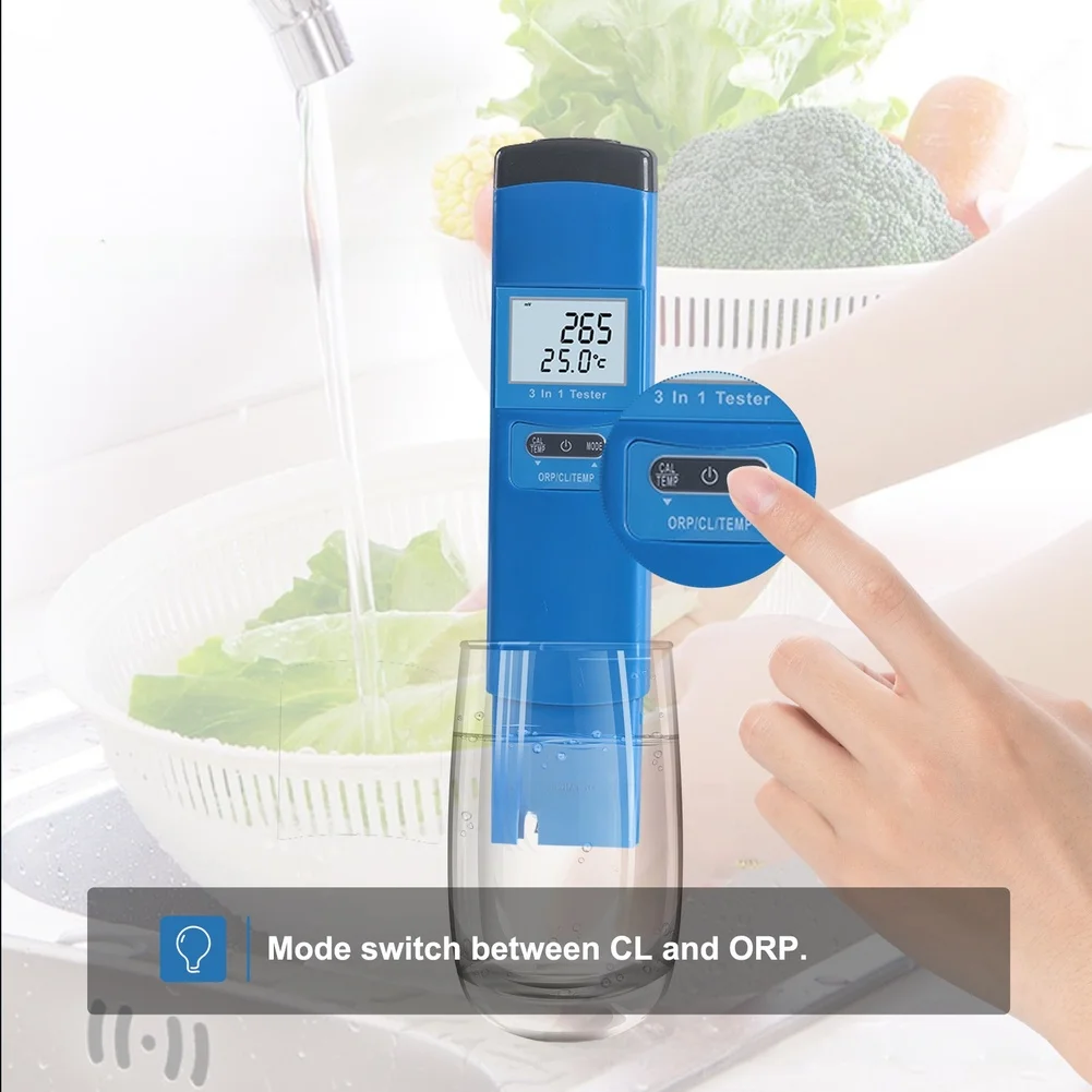 Three in water quality testing device for aquaculture swimming pools with LCD display and replaceable batteries
Three in water quality testing device for aquaculture swimming pools with LCD display and replaceable batteries