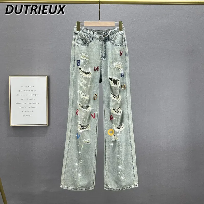 Women's Jeans Summer 2023 New High Waist Jeans Loose Fashion Thin Denim Jeans for Women Diamond Ripped Straight Mop Pants
Women's Jeans Summer 2023 New High Waist Jeans Loose Fashion Thin Denim Jeans for Women Diamond Ripped Straight Mop Pants