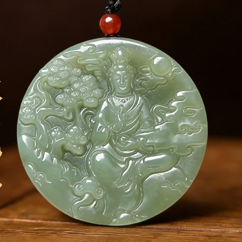 Double-sided Hetian landscape Guanyin , pendant men and women, plaque, jade ornament, hanging acc
Double-sided Hetian landscape Guanyin , pendant men and women, plaque, jade ornament, hanging acc