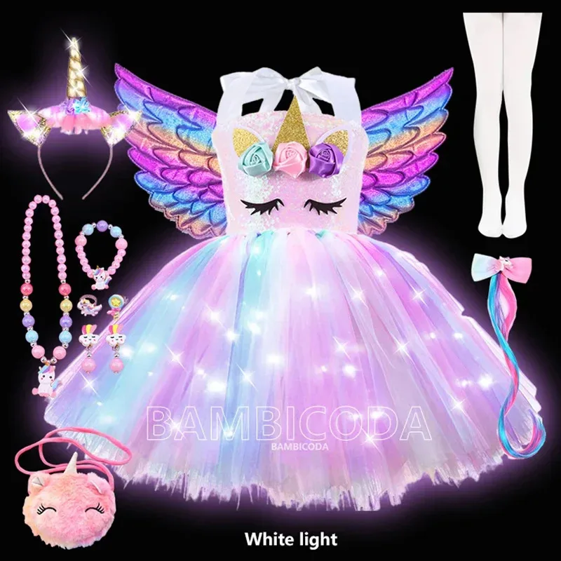 XT8Girls Rainbow Unicorn LED Light Up Tutu Dresses Colorful or white lights Birthday Party Sequins Glowing Dress Halloween @XT6!
XT8Girls Rainbow Unicorn LED Light Up Tutu Dresses Colorful or white lights Birthday Party Sequins Glowing Dress Halloween @XT6!