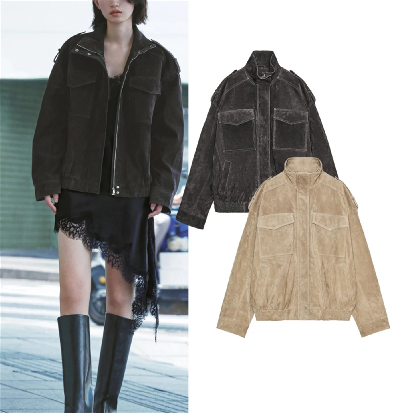 Fall New Arrival Women's High-End Commuter Fashion Velvet Leather Jacket Stand Collar Zipper Closure Long Sleeve Standard Fit
Fall New Arrival Women's High-End Commuter Fashion Velvet Leather Jacket Stand Collar Zipper Closure Long Sleeve Standard Fit