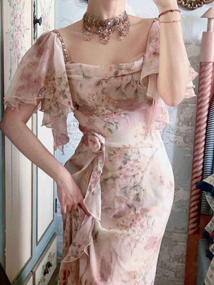 Retro Heavy Work Bell Sve Dr High Waist Commute Sle Floral Print Long Skirt ort Sve Square Collar Gown
Retro Heavy Work Bell Sve Dr High Waist Commute Sle Floral Print Long Skirt ort Sve Square Collar Gown