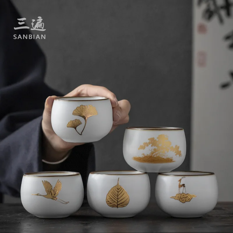 ★★Three Times Jingdezhen tea cup Handmade Golden Ceramic Tea Personal Cup Kung Fu Tea Set Gift Master Cup Tea Cup
★★Three Times Jingdezhen tea cup Handmade Golden Ceramic Tea Personal Cup Kung Fu Tea Set Gift Master Cup Tea Cup