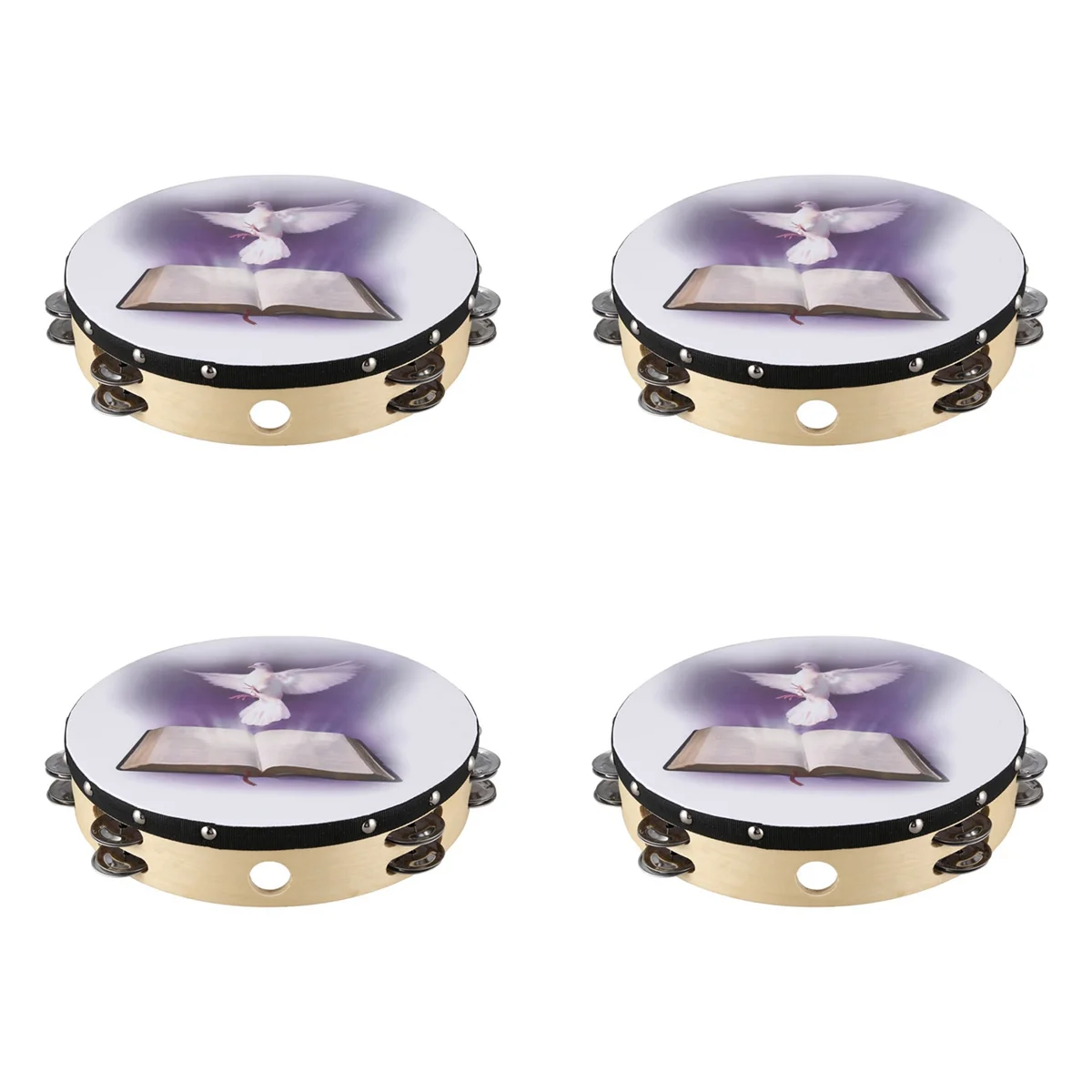 4pcs 10 Inch Wooden Tambourine Pigeon Bible Music Percussion Instrument Tambourine Double Tambourine-ABJQ
4pcs 10 Inch Wooden Tambourine Pigeon Bible Music Percussion Instrument Tambourine Double Tambourine-ABJQ