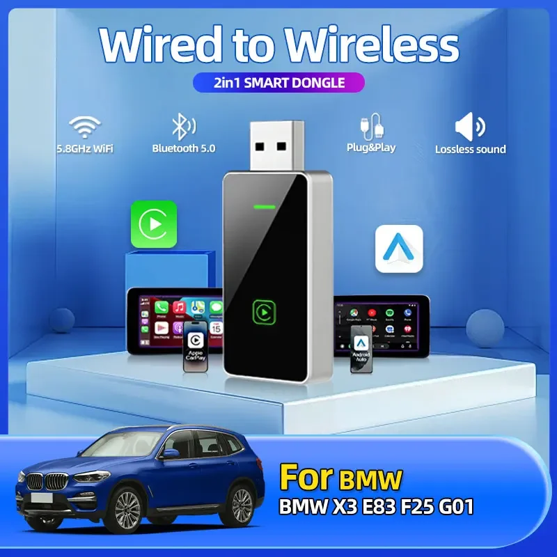 Carplay Wireless Adapter Android Auto 2in 1 Smart Dongle 2025 5G WIFI For iphone Android Phone For BMW X3 E83 F25 G01
Carplay Wireless Adapter Android Auto 2in 1 Smart Dongle 2025 5G WIFI For iphone Android Phone For BMW X3 E83 F25 G01