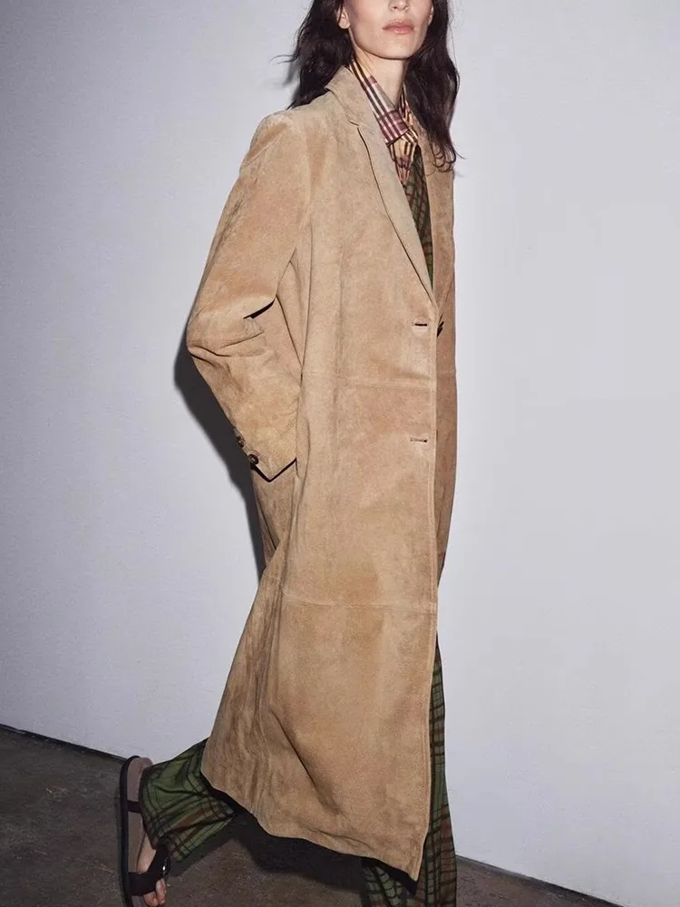 Пальто из искусственной замши с свободным воротником, новое осеннее женское пальто с прямыми штанинами, корейское длинное пальто миди све
Пальто из искусственной замши с свободным воротником, новое осеннее женское пальто с прямыми штанинами, корейское длинное пальто миди све