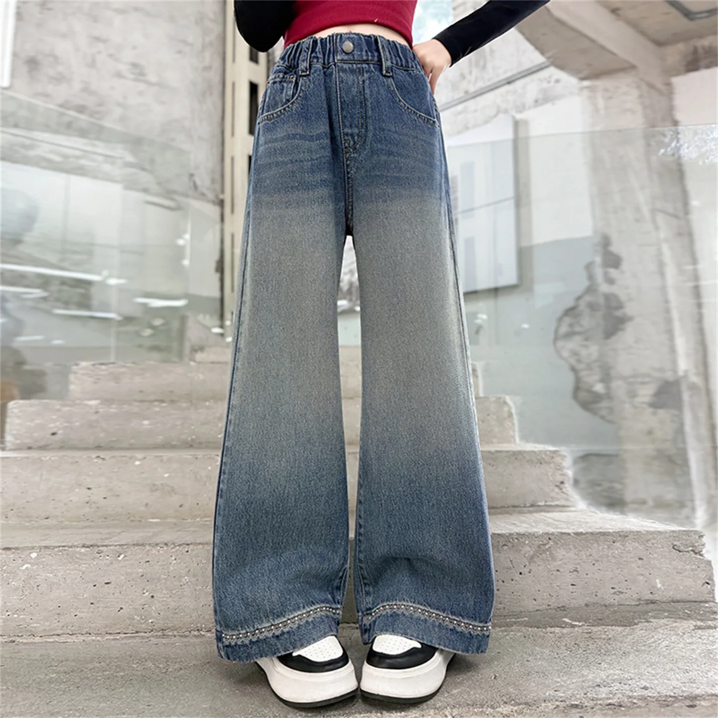 Junior Girls Denim Pant Autumn Kids Girls Contrast Color Full Length Straight Leg Jean Teenager Girls High Waist Trousers
Junior Girls Denim Pant Autumn Kids Girls Contrast Color Full Length Straight Leg Jean Teenager Girls High Waist Trousers