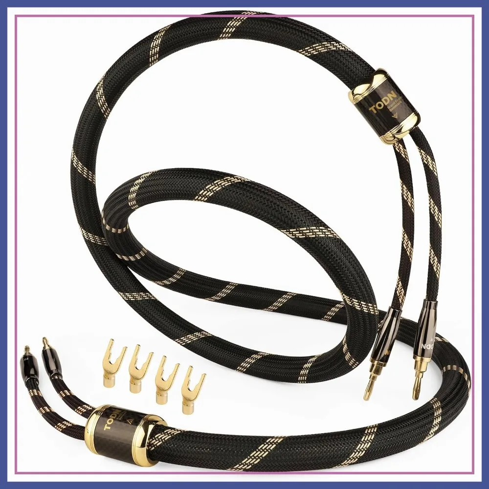 Audiophile Speaker Cable with Banana and Spade Plugs, OCC-Core, Dual Shielded, 6.5ft/2m
Audiophile Speaker Cable with Banana and Spade Plugs, OCC-Core, Dual Shielded, 6.5ft/2m