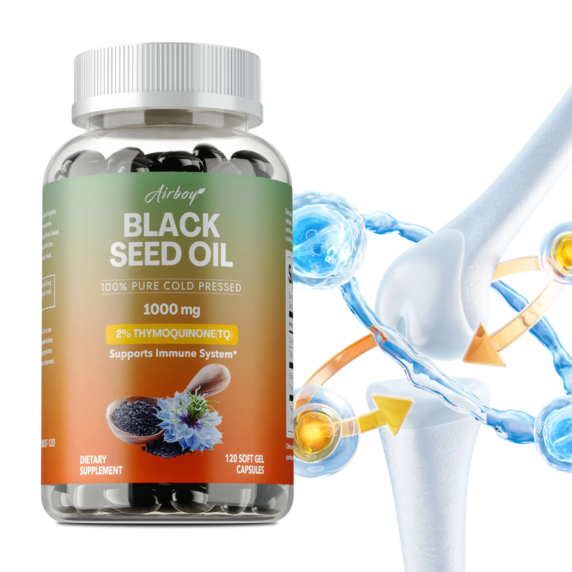 Black Seed Oil Capsules - Antioxidant, Supports Hair and Skin Health, Improves Digestion, Supports Immune Health, Non-GMO
Black Seed Oil Capsules - Antioxidant, Supports Hair and Skin Health, Improves Digestion, Supports Immune Health, Non-GMO