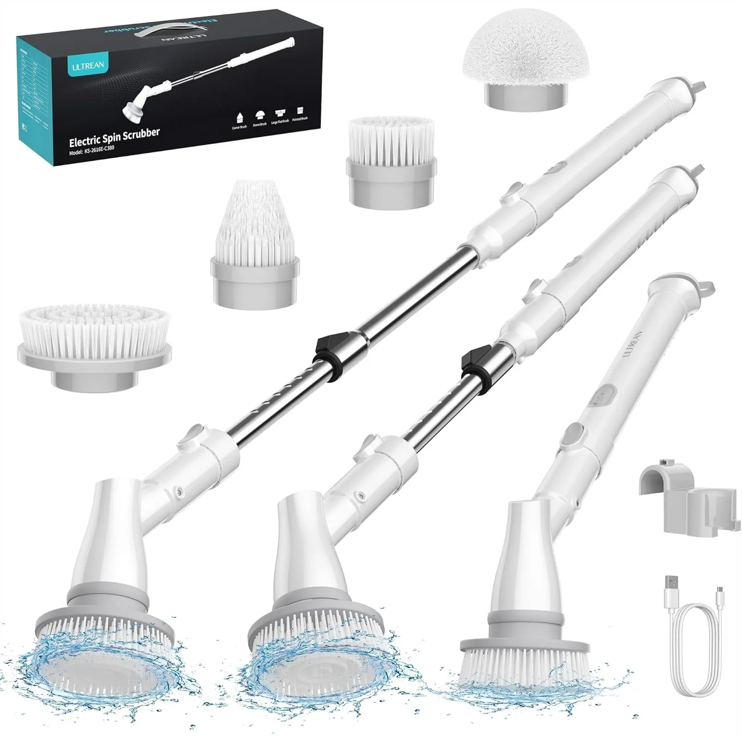 Cordless Electric Spin Scrubber with 4 Replaceable Brush Heads, Adjustable Extension Handle, 2 Speed Shower Scrubber for
Cordless Electric Spin Scrubber with 4 Replaceable Brush Heads, Adjustable Extension Handle, 2 Speed Shower Scrubber for