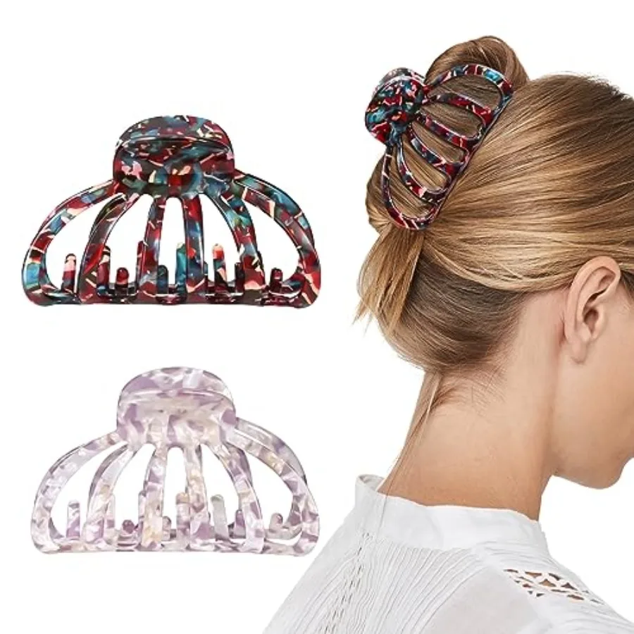 Hair Clips, 2-Pack Bohemian Tortoise Shell Hair Claw Clips Strong Hold Big Hair Jaw Clips for Thick Hair, Hair Accessories for
Hair Clips, 2-Pack Bohemian Tortoise Shell Hair Claw Clips Strong Hold Big Hair Jaw Clips for Thick Hair, Hair Accessories for