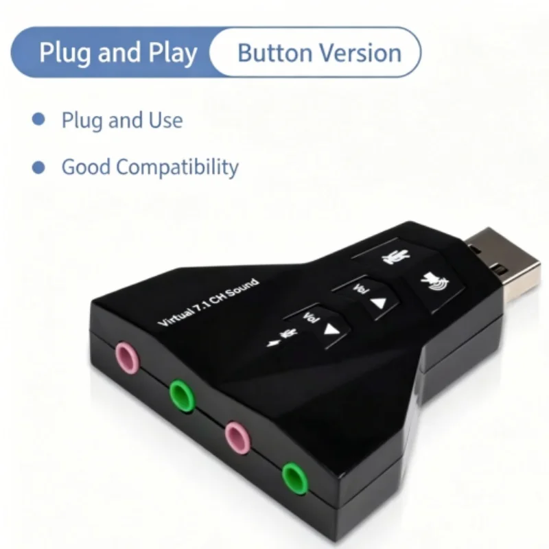 External USB Independent 7.1 Sound Card 5H with Line for Desktop Laptop Speaker Headphone Mic Conversion
External USB Independent 7.1 Sound Card 5H with Line for Desktop Laptop Speaker Headphone Mic Conversion