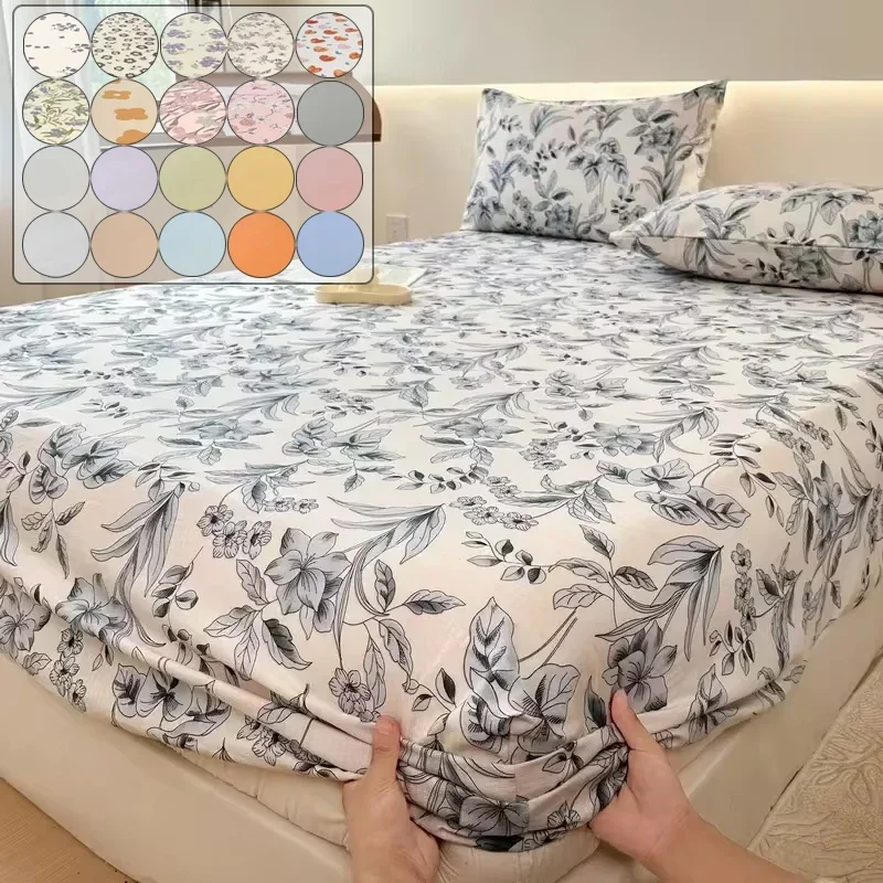 Simple Modern Flower Printed Matte Fitted Sheet Bedroom Printed Bed Cover Single Double King Queen Size Bedding (No Pillowcases)
Simple Modern Flower Printed Matte Fitted Sheet Bedroom Printed Bed Cover Single Double King Queen Size Bedding (No Pillowcases)