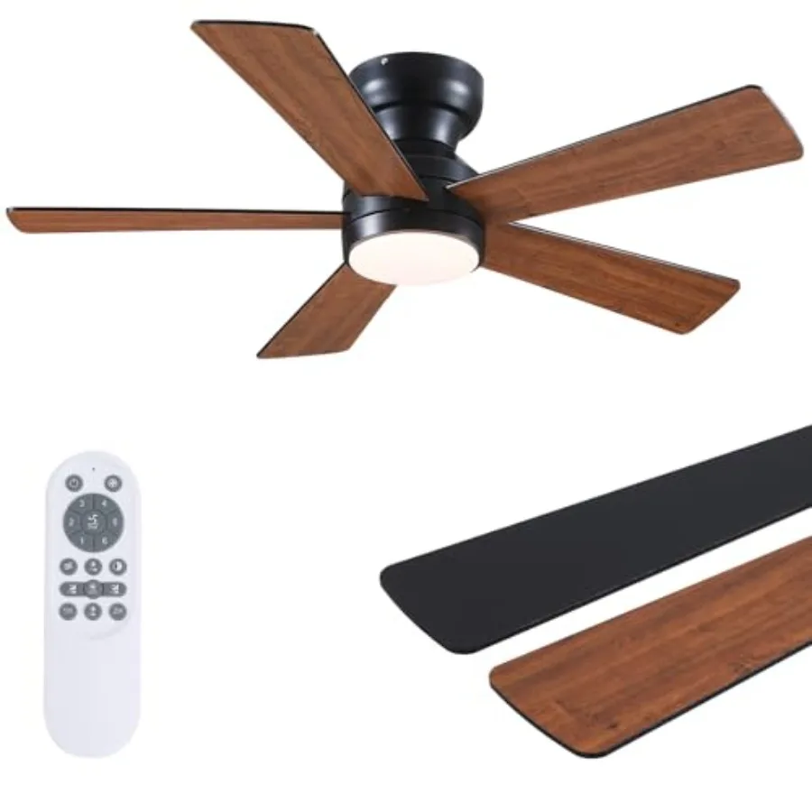 Ceiling Fans with Lights Flush Mount - 46in Low Profile Ceiling Fan Remote Control with 5 Dual-Sided Blades, Reversible 6 Speed
Ceiling Fans with Lights Flush Mount - 46in Low Profile Ceiling Fan Remote Control with 5 Dual-Sided Blades, Reversible 6 Speed
