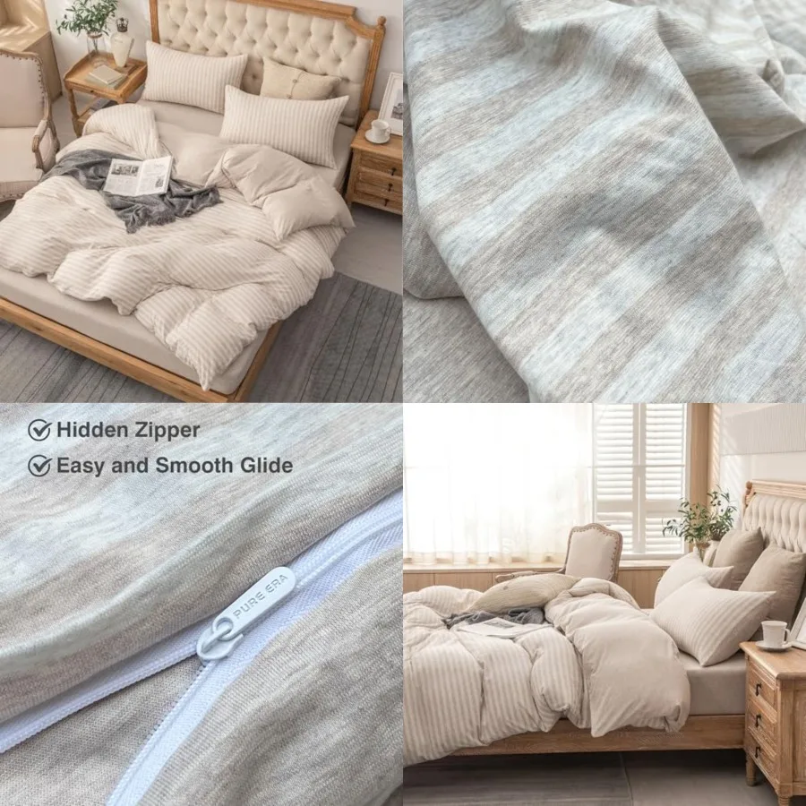 Jersey Knit Duvet Cover Set 100% T-Shirt Heather Cotton Super Soft Comfy Classic Striped Design, with Zipper Closure, Heather
Jersey Knit Duvet Cover Set 100% T-Shirt Heather Cotton Super Soft Comfy Classic Striped Design, with Zipper Closure, Heather