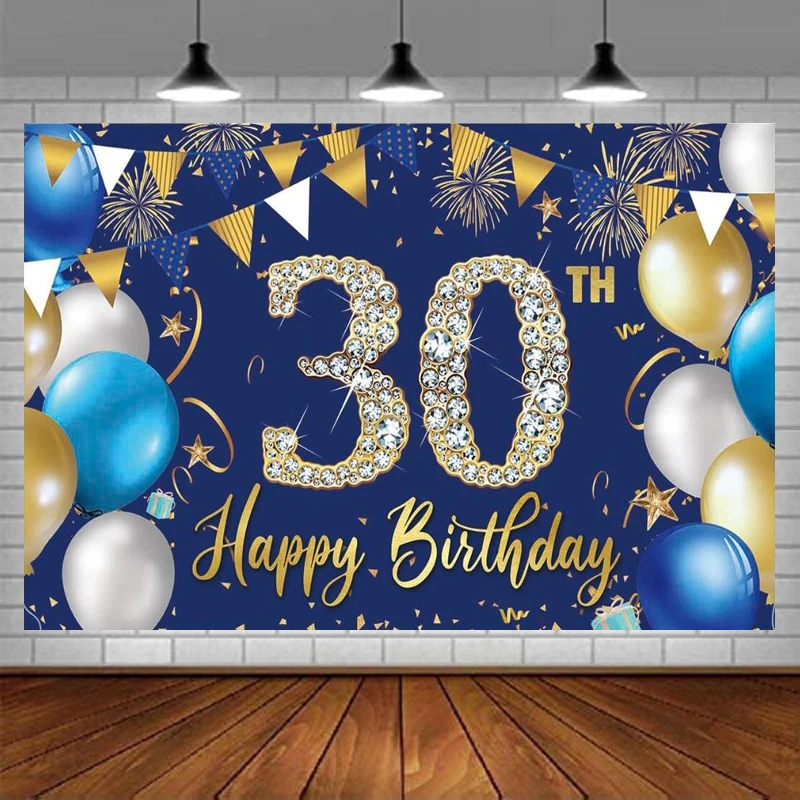 Photography Backdrop Blue Gold Balloon Sign Banner For Men Happy 30 Year Old 30th Birthday Party Decor Background Poster
Photography Backdrop Blue Gold Balloon Sign Banner For Men Happy 30 Year Old 30th Birthday Party Decor Background Poster