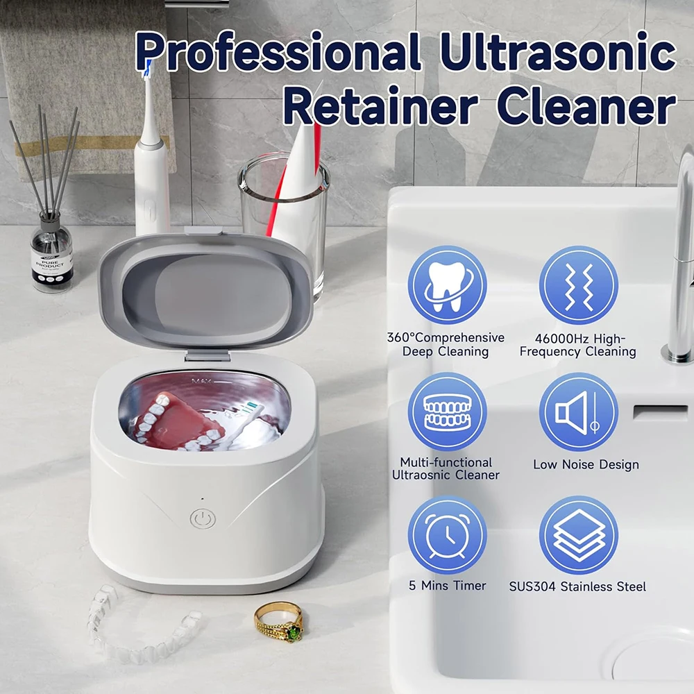 46kHz Household Ultrasonic Cleaner Portable Dental Assistant Denture Bath Pulsating Cleaning Kit For Jewelry False Teeth Aligner
46kHz Household Ultrasonic Cleaner Portable Dental Assistant Denture Bath Pulsating Cleaning Kit For Jewelry False Teeth Aligner