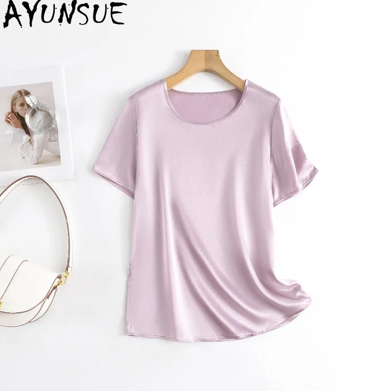 AYUNSUE 100% Silk Women's T-shirts Solid O-neck Pullover Tops for Woman Simple Causal T Shirt Summer Clothes Woman 2026 Футболка
AYUNSUE 100% Silk Women's T-shirts Solid O-neck Pullover Tops for Woman Simple Causal T Shirt Summer Clothes Woman 2026 Футболка