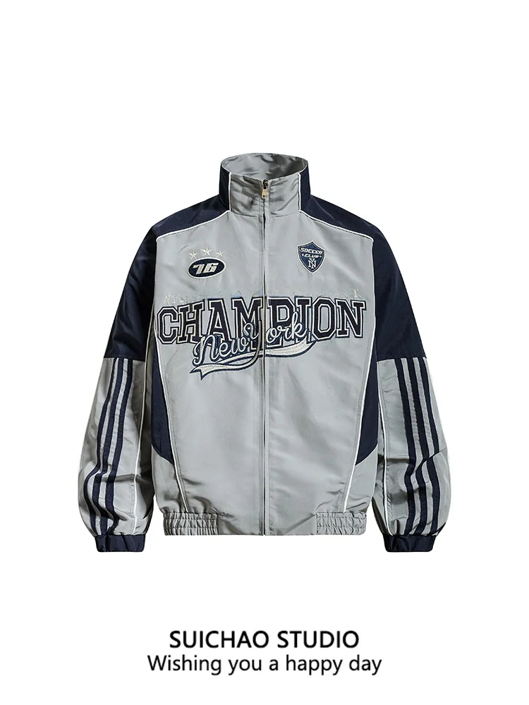 Suichao American Retro Sle Letter Embroidery Patchwork Stand Collar Jaet Spring Campus Sports Couple Outerwear
Suichao American Retro Sle Letter Embroidery Patchwork Stand Collar Jaet Spring Campus Sports Couple Outerwear