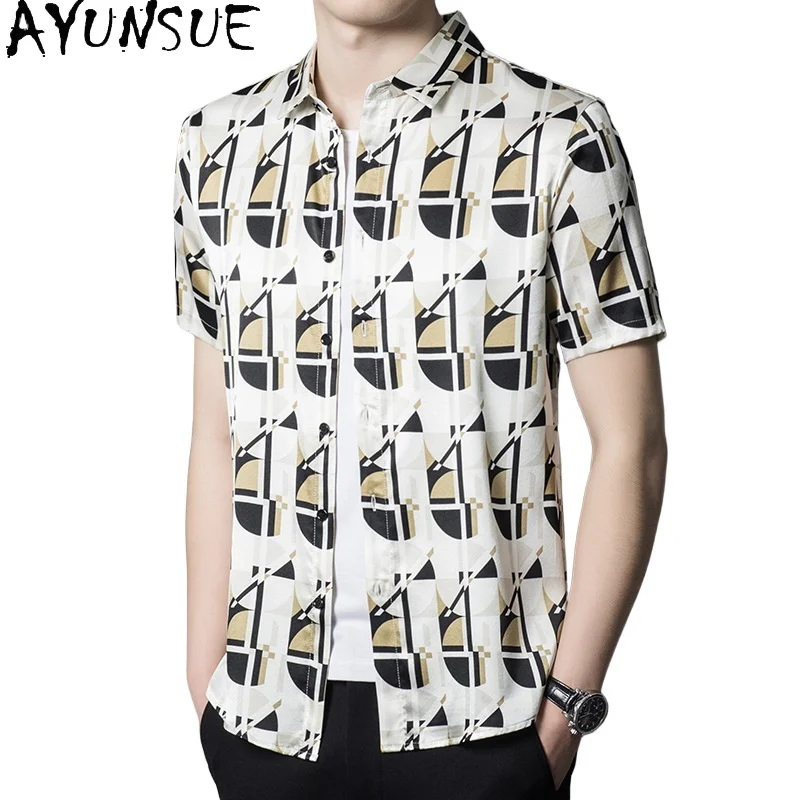 AYUNSUE 92.4% Real Mulberry Silk Shirts for Man 2026 Summer Tops Short Sleeve Satin Shirt Men Clothing Fashion Shirt Streetwear
AYUNSUE 92.4% Real Mulberry Silk Shirts for Man 2026 Summer Tops Short Sleeve Satin Shirt Men Clothing Fashion Shirt Streetwear