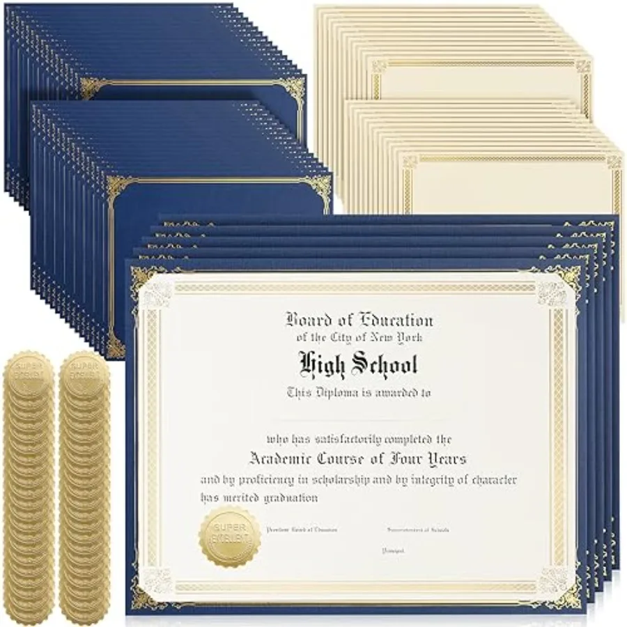 300 Pcs Linen Certificate Holders Kit 100 Gold Foil Certificate Paper 100 Single Sided Linen Diploma Holders 8.5'' x 11'' 100 G
300 Pcs Linen Certificate Holders Kit 100 Gold Foil Certificate Paper 100 Single Sided Linen Diploma Holders 8.5'' x 11'' 100 G