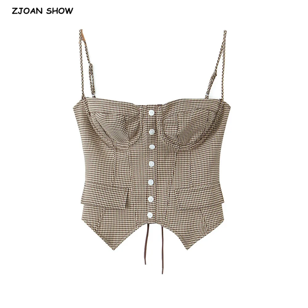 2025 Sexy Coffee Checked Plaid Houndstooth Corset Camis Women Cross Lacing up Bandage Bow Back Crop Top Camisoles Bra Tank Vest
2025 Sexy Coffee Checked Plaid Houndstooth Corset Camis Women Cross Lacing up Bandage Bow Back Crop Top Camisoles Bra Tank Vest