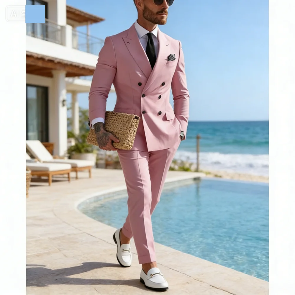 Мужской костюм с пиджаком с заостренными лацканами и брюками, формальный деловой смокинг, свадебный костюм для жениха, однотонный, новый модный комплект из 2 предметов
Мужской костюм с пиджаком с заостренными лацканами и брюками, формальный деловой смокинг, свадебный костюм для жениха, однотонный, новый модный комплект из 2 предметов