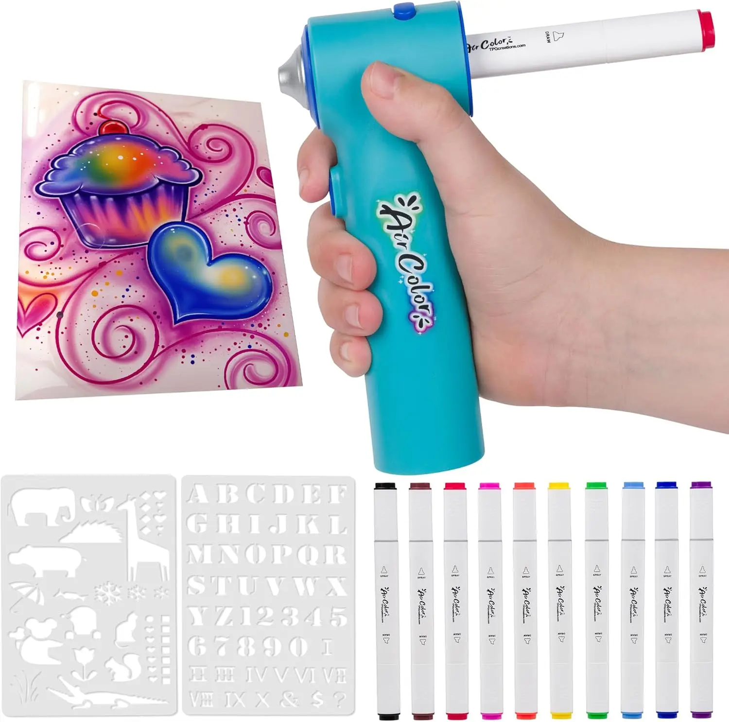 Cordless Airbrush Marker Kit for Kids with 10 Washable Markers, 86 Stencils, Rechargeable, Arts & Crafts Gift
Cordless Airbrush Marker Kit for Kids with 10 Washable Markers, 86 Stencils, Rechargeable, Arts & Crafts Gift