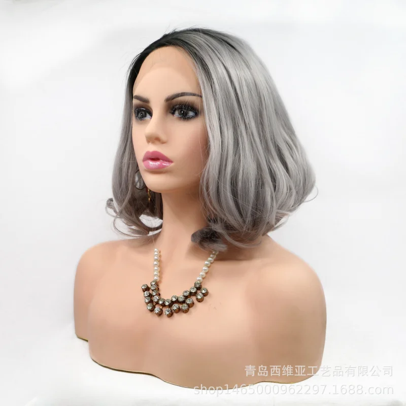 European and American cosplay short curly hair shawl, hand-woven synthetic fiber front lace wig for women, matte high-temperatur
European and American cosplay short curly hair shawl, hand-woven synthetic fiber front lace wig for women, matte high-temperatur