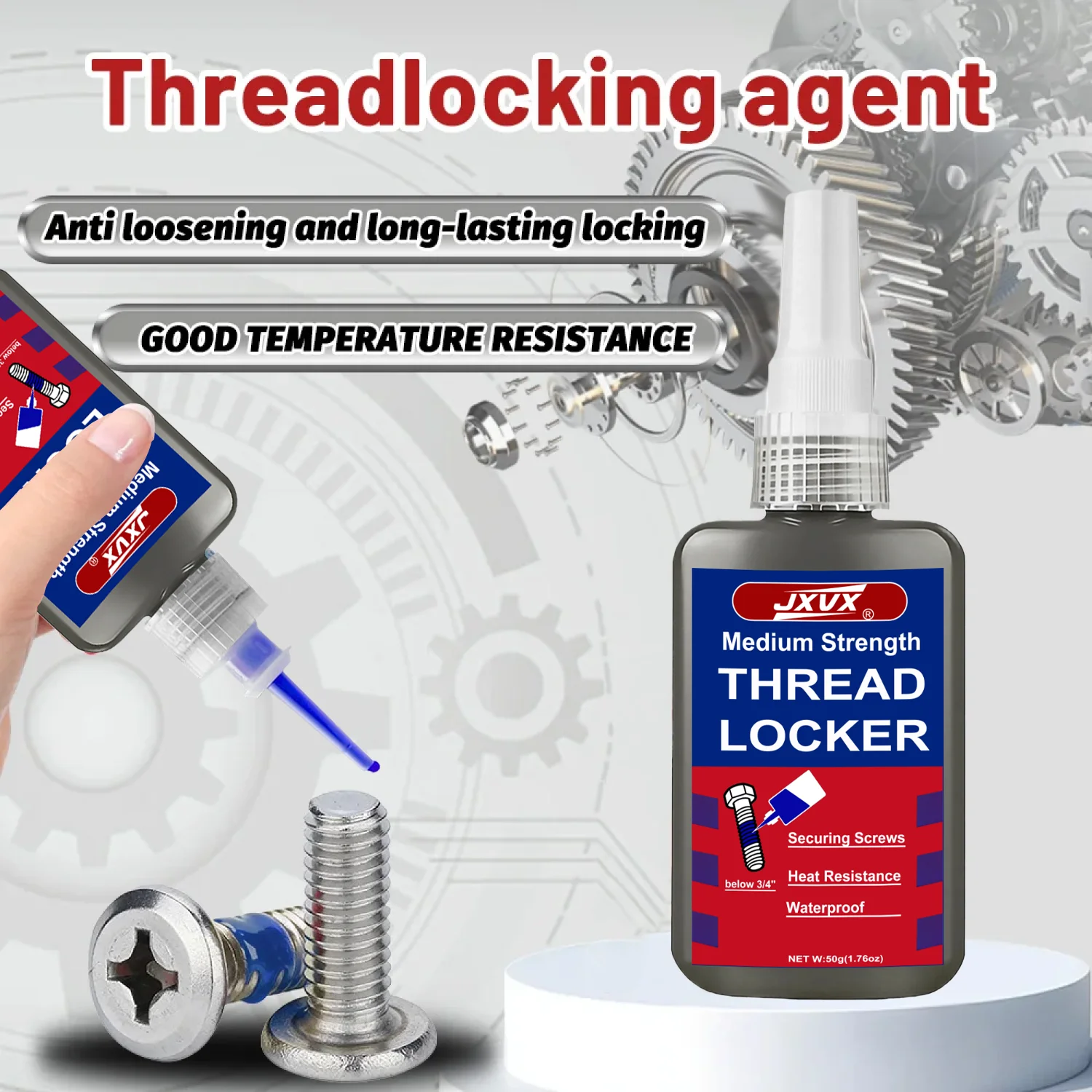 Screw Lock Threadlocker Quick-Curing Thread Locking Agent Anaerobic Adhesive Corrosion-Resistant Anti-Loosening Glue,Impact-Resistant, Anti-Loosening, Anti-Slip, Rust-Proof Suitable for Nuts, Bolts, Fasteners.
Screw Lock Threadlocker Quick-Curing Thread Locking Agent Anaerobic Adhesive Corrosion-Resistant Anti-Loosening Glue,Impact-Resistant, Anti-Loosening, Anti-Slip, Rust-Proof Suitable for Nuts, Bolts, Fasteners.