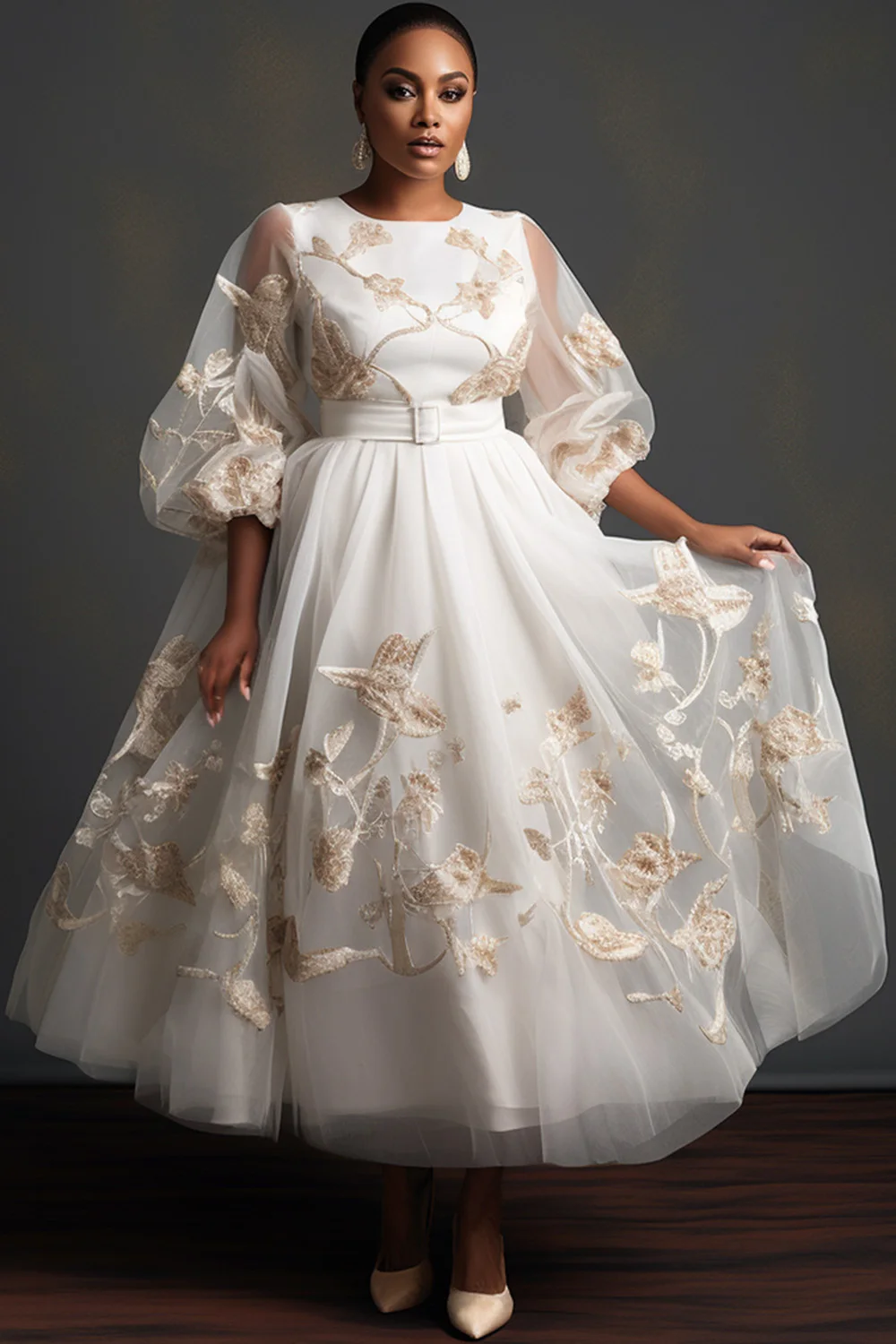Plus Size Wedding White Elegant Round Neck Short Sleeve Embroidery Pleated Tulle Maxi Dresses
Plus Size Wedding White Elegant Round Neck Short Sleeve Embroidery Pleated Tulle Maxi Dresses