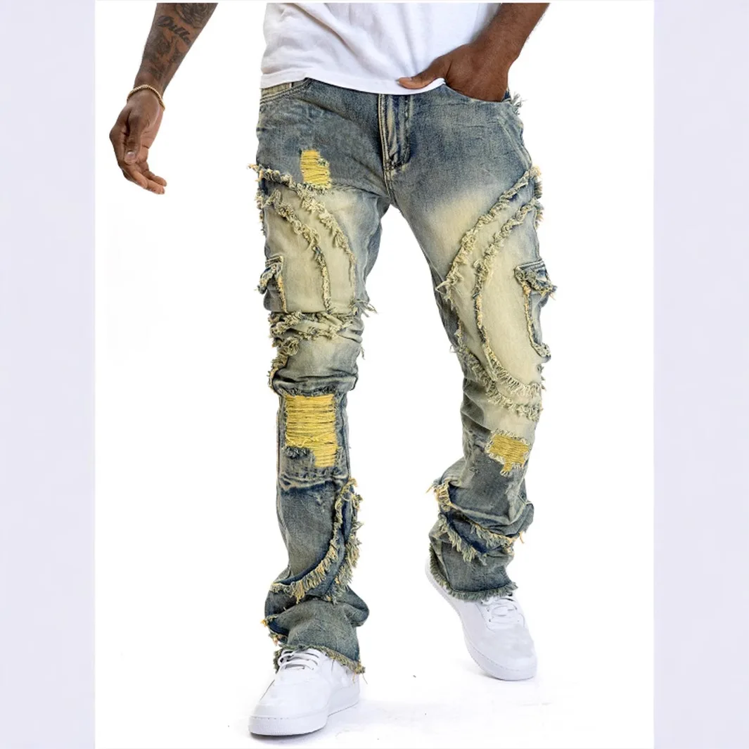 Four Seasons Men's American Style High Casual Street Loose Bootcut Jeans Pants Trendy Wide Leg Hole Patched Denim Trousers Male
Four Seasons Men's American Style High Casual Street Loose Bootcut Jeans Pants Trendy Wide Leg Hole Patched Denim Trousers Male
